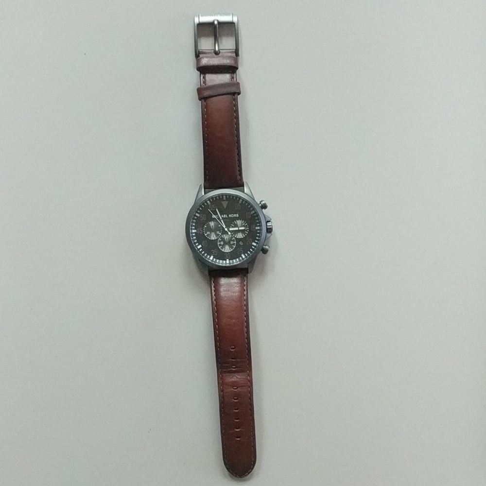 Michael Kors Gage Black Dial MEN'S Leather Watch